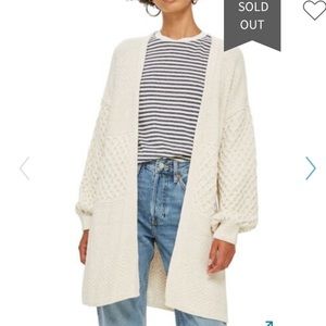 Topshop Oversized Honeycomb Cardigan in Oatmeal